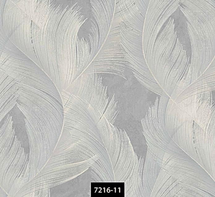 Valerian 7216-11 İnci Beyazı & Gümüş Tüy Desenli İthal 